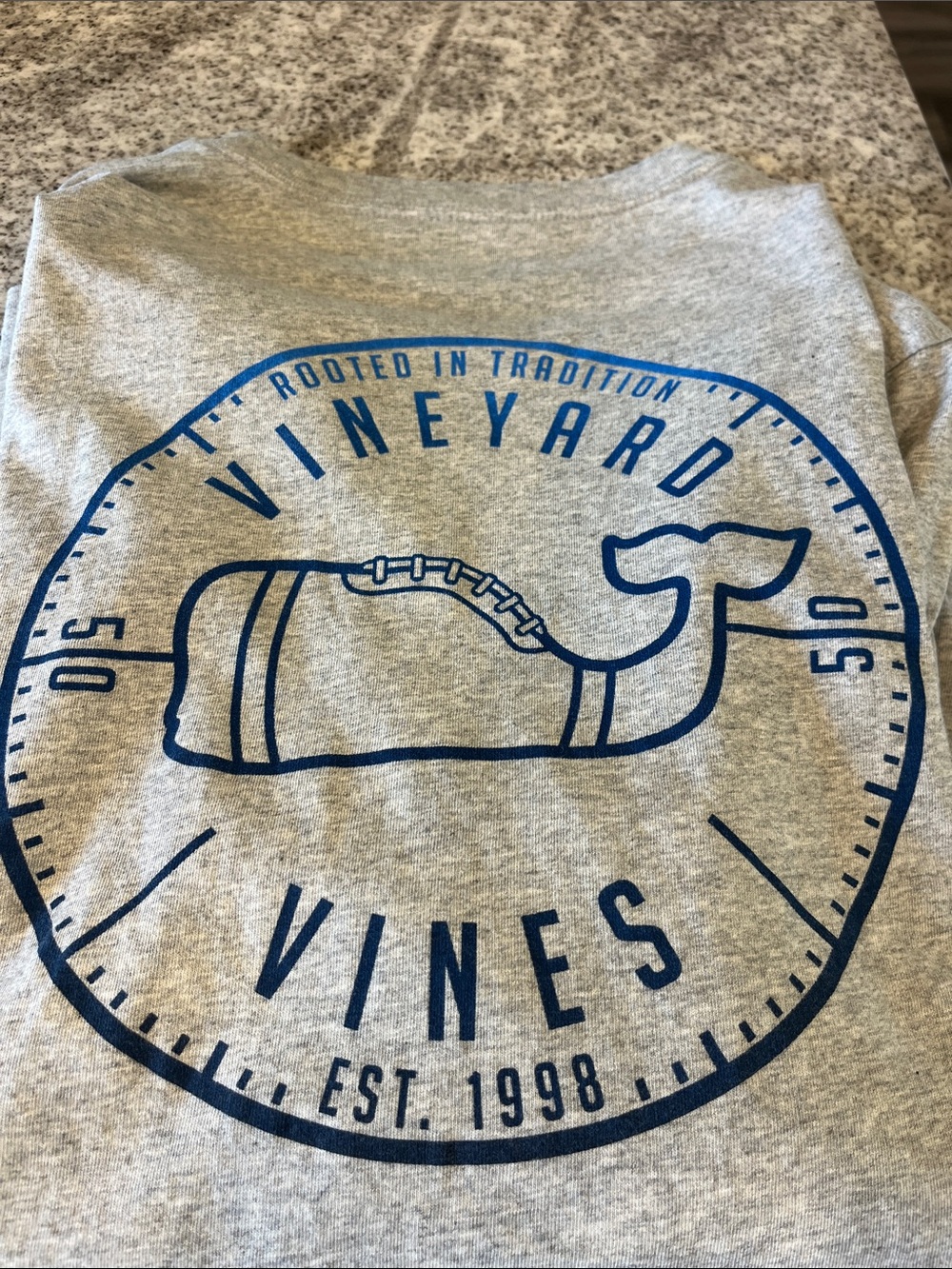 Vineyard Vines Heather Gray Football Long Sleeved T-Shirt